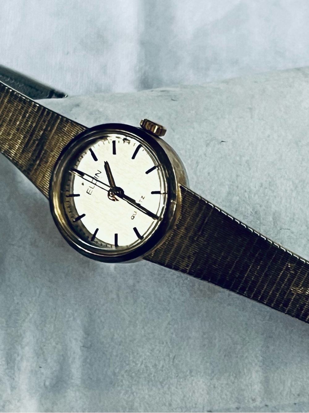 Elgin Gold-Tone Ladies Watch with White Dial